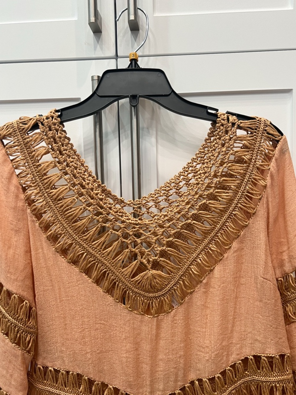 VALUE BUY SHEIN Peachy/Orange Macrame BOHO Top/Layering Piece Sz S - Picture 3 of 6